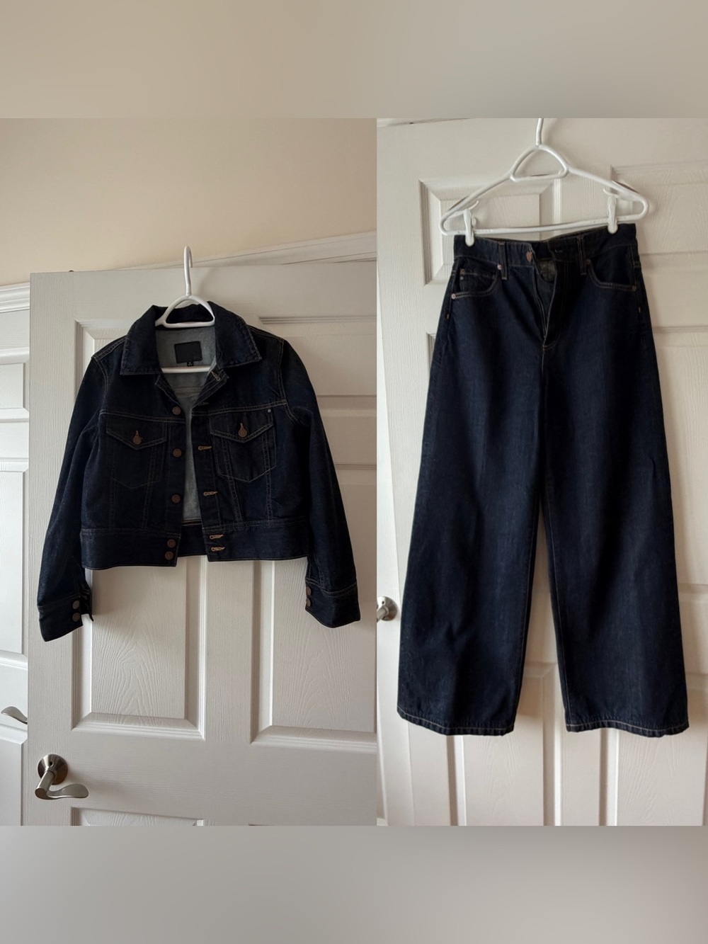 AG Adriano Goldschmied High-Rise Wide Leg Jeans in Dark Indigo selling as a set!